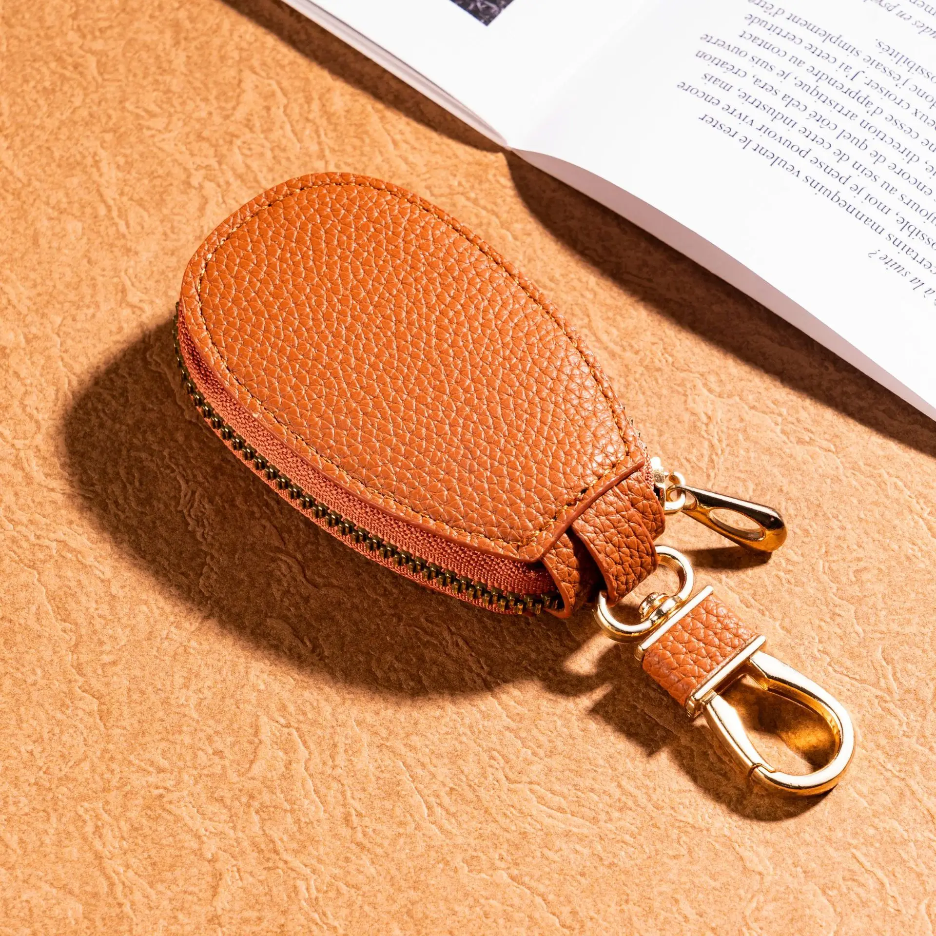 Porte-clés En Cuir Véritable Rose Souple - Pochette Pour Pièces Et Clés - Taille Unique - Neuf Avec étiquettes